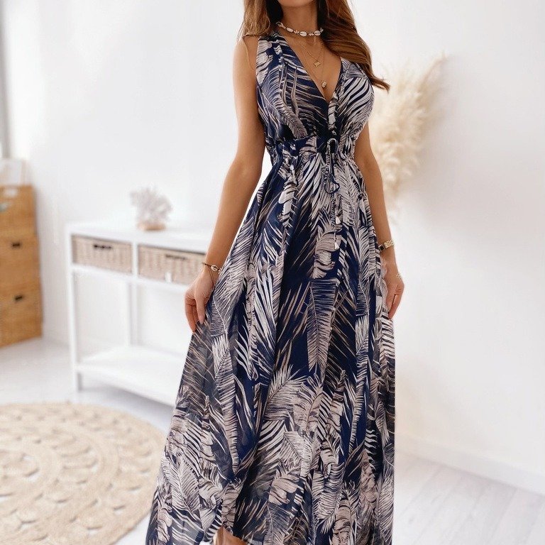 Printed Tie Dress Women - Image 4
