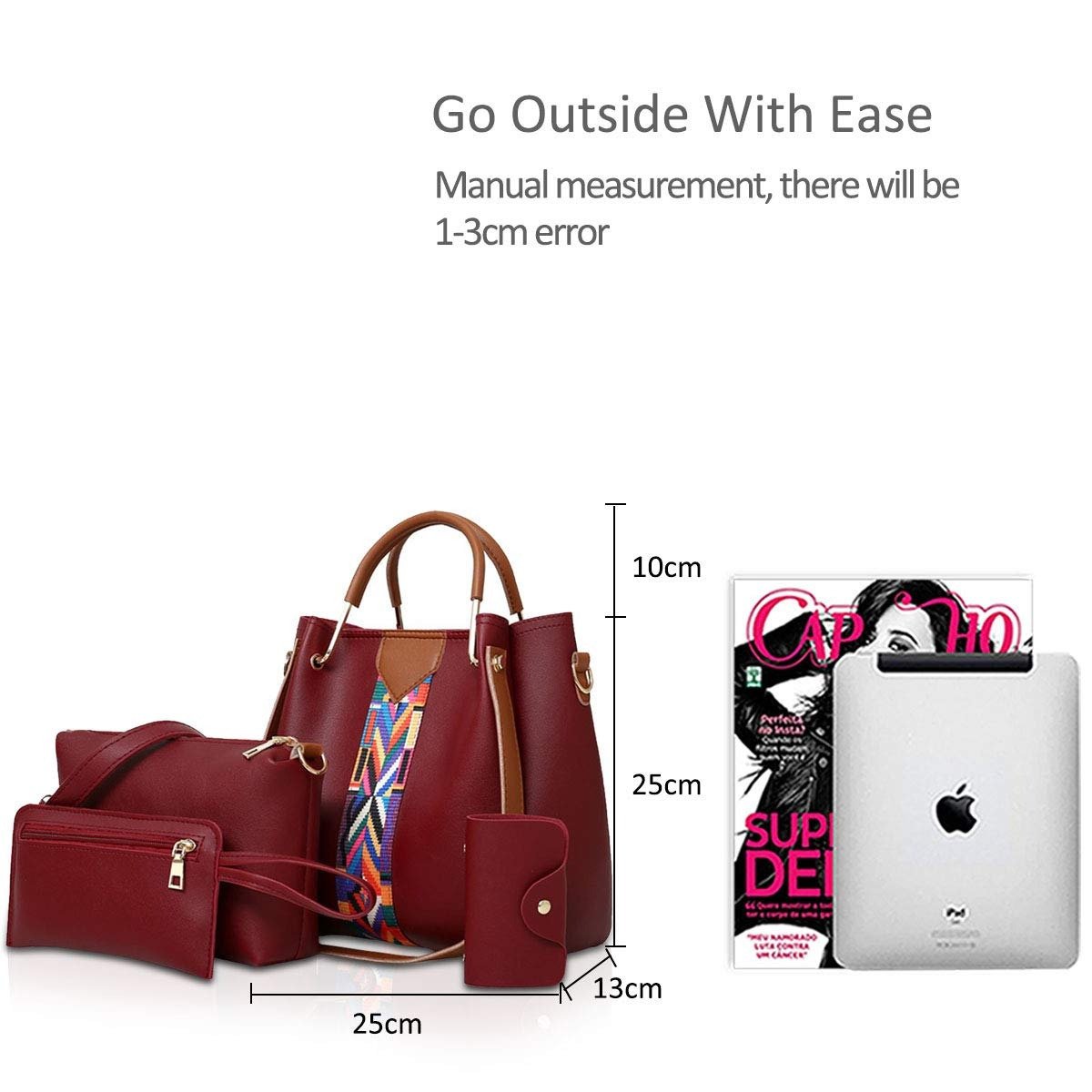 Women Handbags Shoulder Bags 4 Pcs Handbags For Ladies Top-Handles Crossbody Bags Purse Wallet - Image 7
