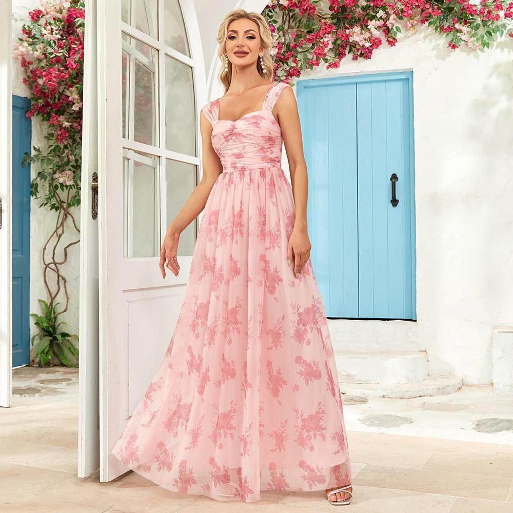 Womens Double-Breasted Lace-Up Party Evening Gown