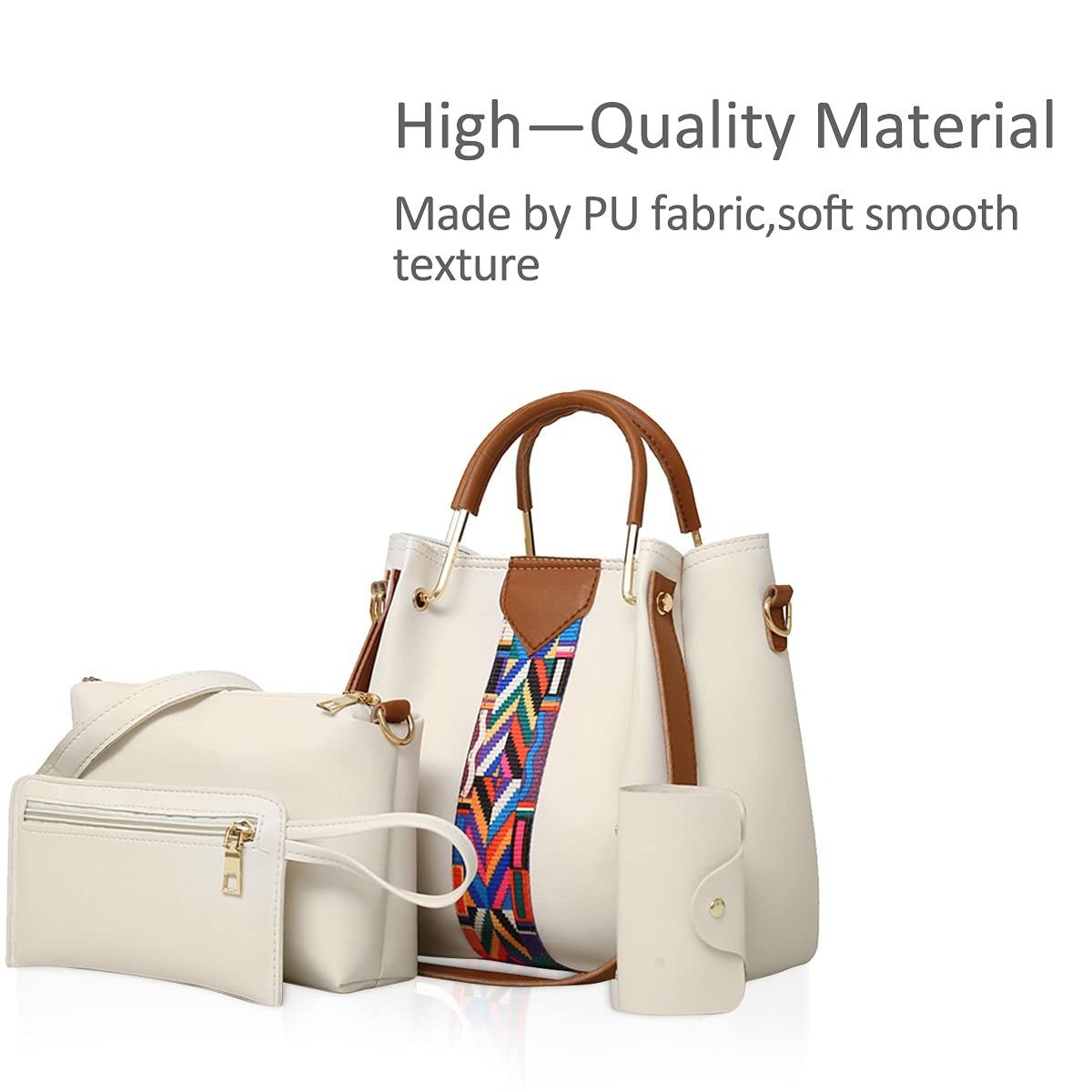 Women Handbags Shoulder Bags 4 Pcs Handbags For Ladies Top-Handles Crossbody Bags Purse Wallet - Image 3