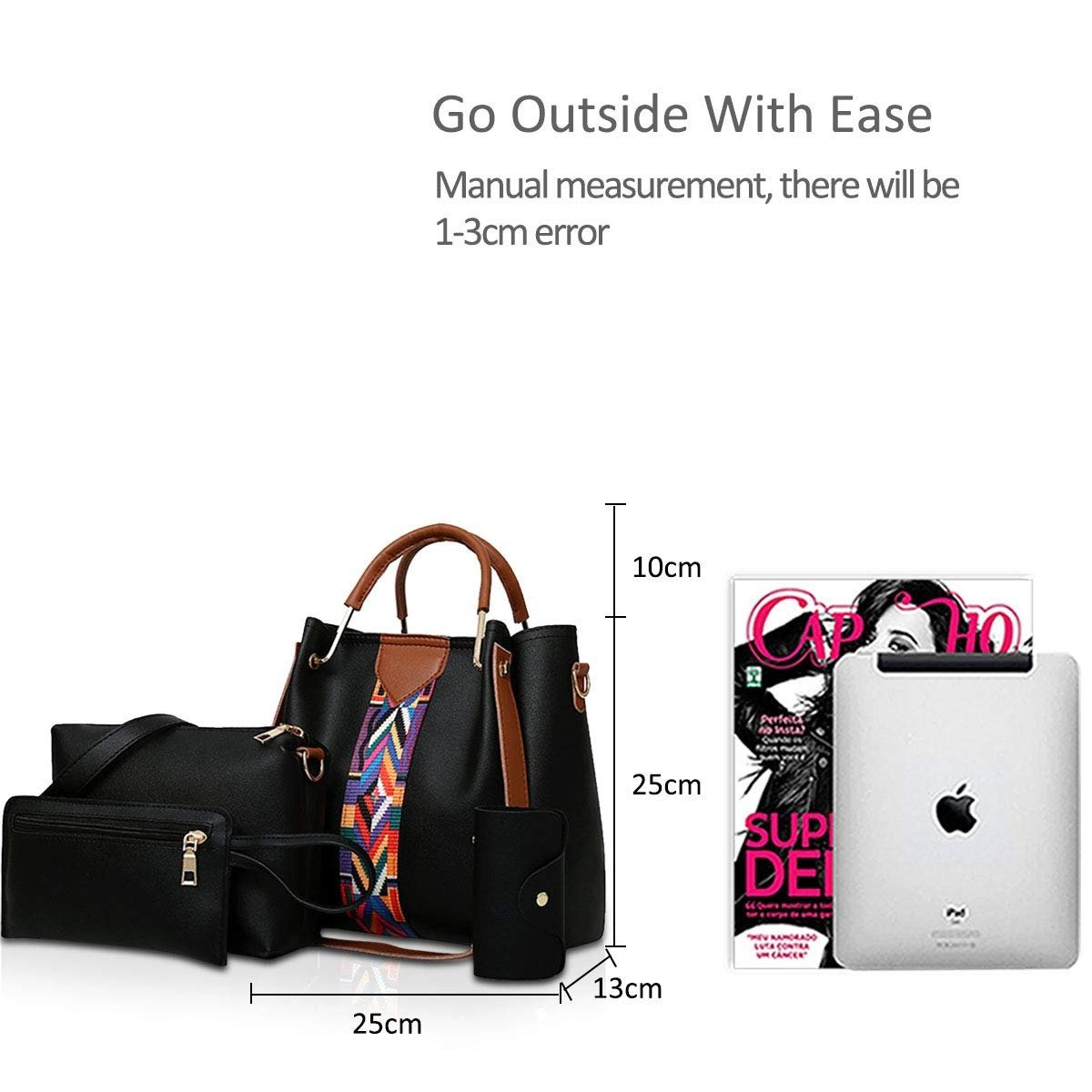Women Handbags Shoulder Bags 4 Pcs Handbags For Ladies Top-Handles Crossbody Bags Purse Wallet - Image 10