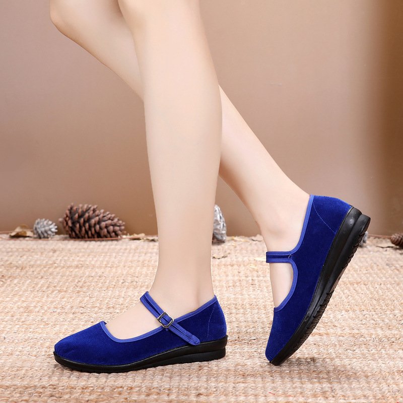 Single-buckle Womens Casual Canvas Shoes