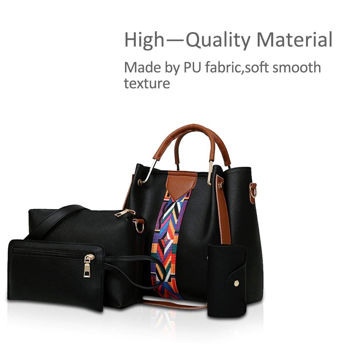 Women Handbags Shoulder Bags 4 Pcs Handbags For Ladies Top-Handles Crossbody Bags Purse Wallet - Image 6