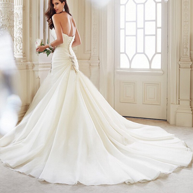 Backless Fishtail Tail Bridal Wedding Dress - Image 4