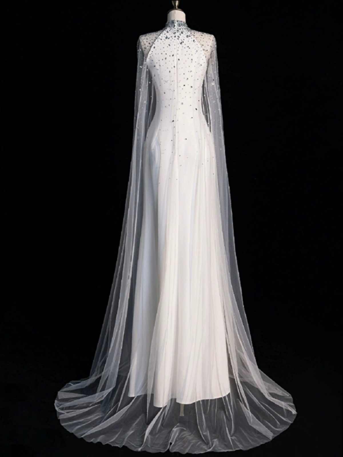 Light Wedding Dress White Satin Fishtail Bridal Morning Gown - Image 5