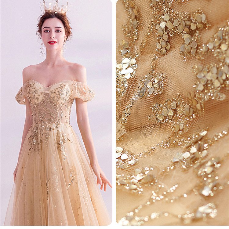 Women's Fashion Casual Gold Bridal Dress - Image 3